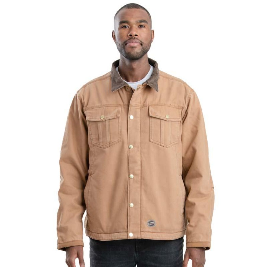 Outerwear Berne Jackets | Berne Men'S Vintage Sherpa Lined Washed Duck Jacket