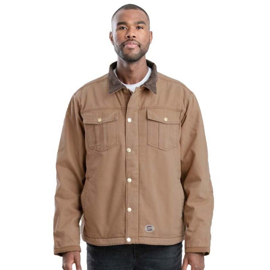 Outerwear Berne Jackets | Berne Men'S Vintage Sherpa Lined Washed Duck Jacket