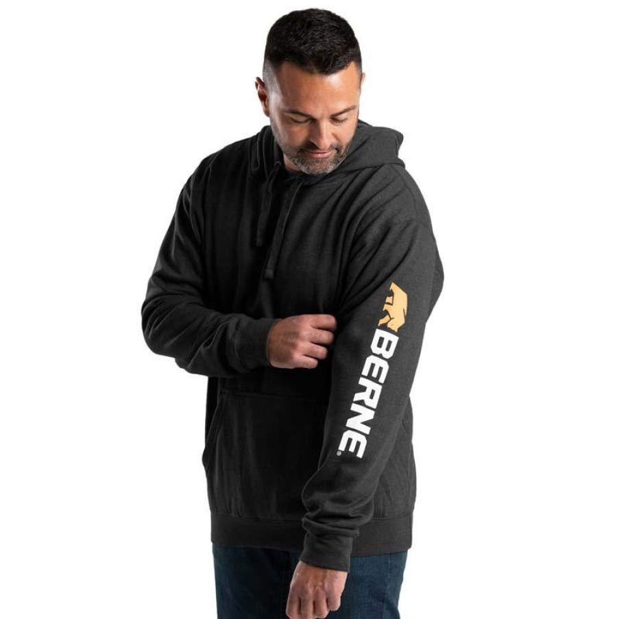 Outerwear Berne Hoodies | Berne Men'S Signature Sleeve Hooded Pullover Sweatshirt