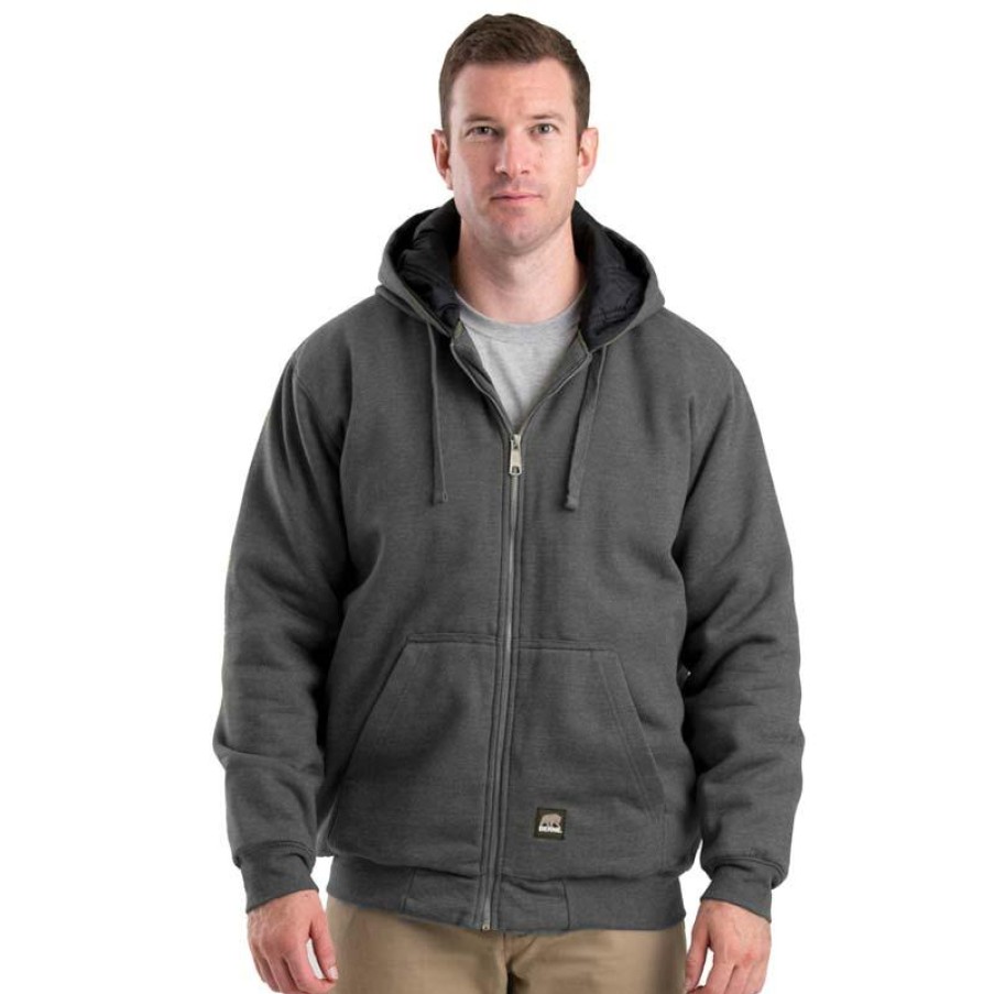 Outerwear Berne Hoodies | Berne Men'S Highland Insulated Full-Zip Hooded Sweatshirt