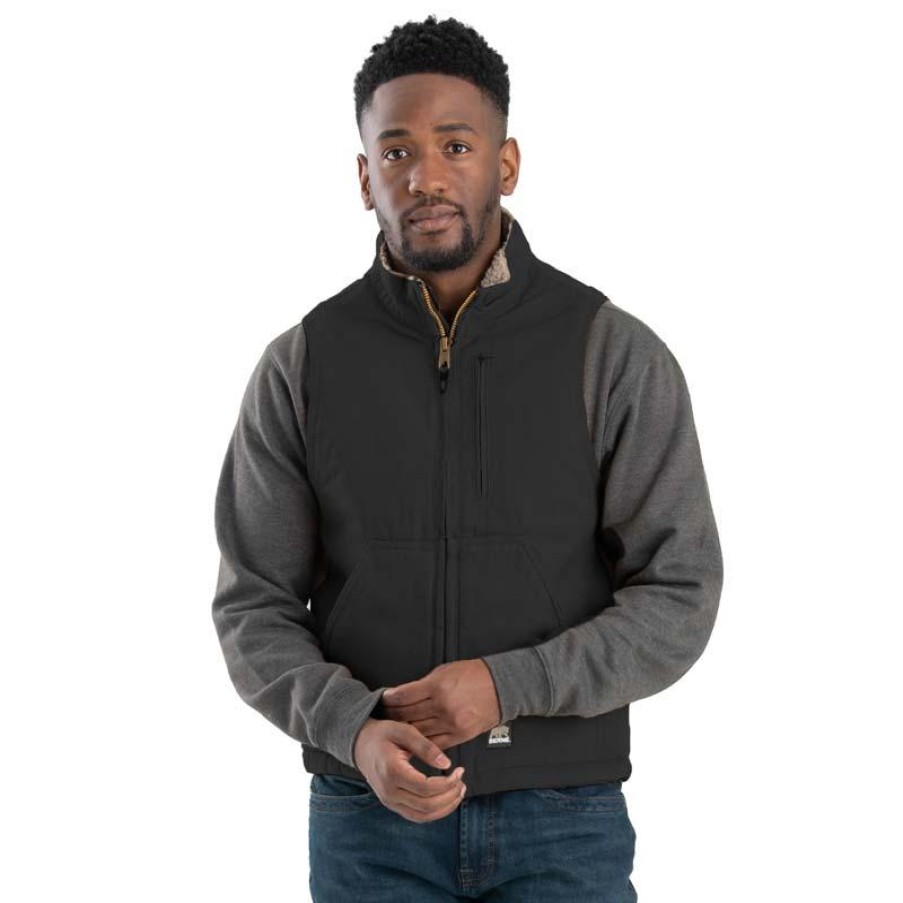 Outerwear Berne Vests | Berne Men'S Heartland Sherpa Lined Washed Duck Vest