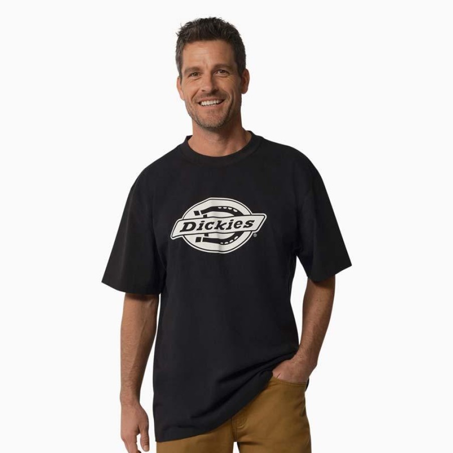 Workwear Dickies T-Shirts | Dickies Men'S Heavyweight Logo T-Shirt Black