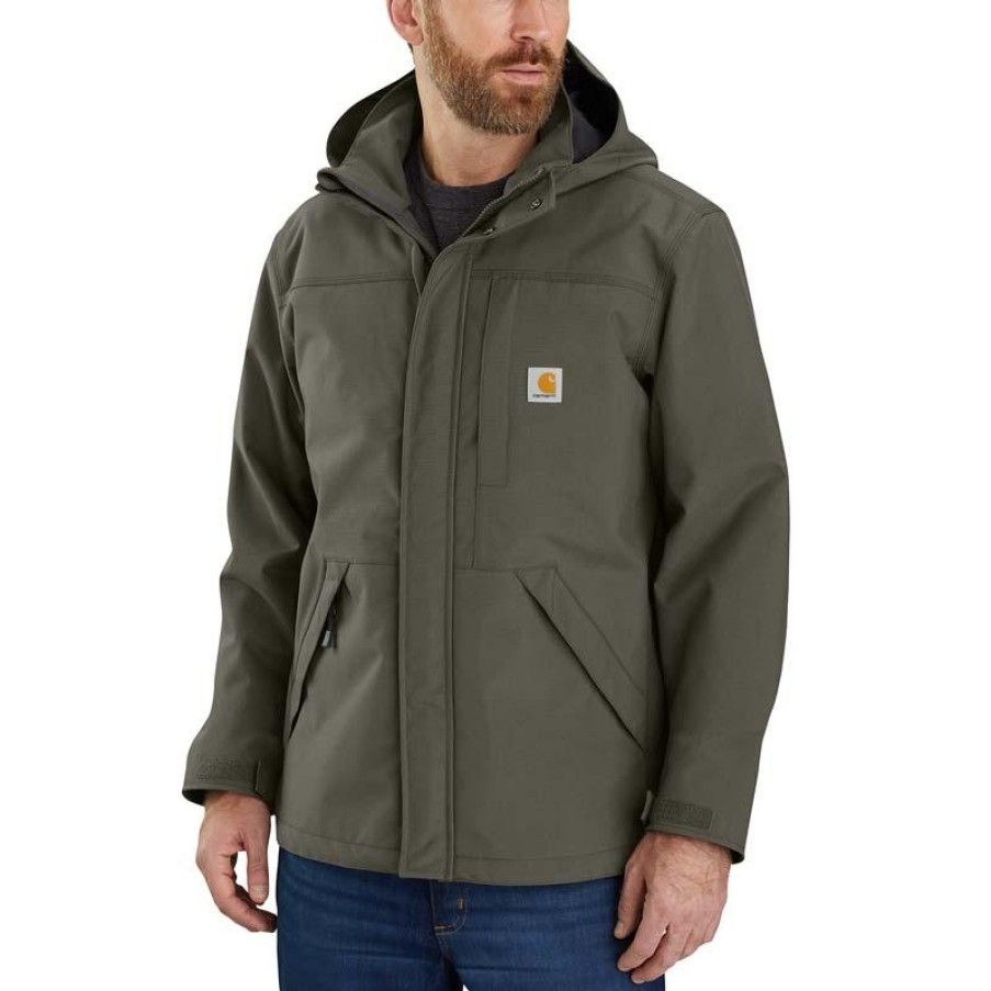 Outerwear Carhartt Rain Jackets | Carhartt Men'S Storm Defender Waterproof Hooded Jacket