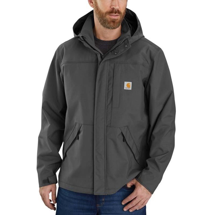 Outerwear Carhartt Rain Jackets | Carhartt Men'S Storm Defender Waterproof Hooded Jacket