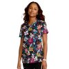 Healthcare Cherokee Scrub Tops | Cherokee Women'S Print Scrub Top Artful Blooms