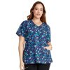 Healthcare Cherokee Scrub Tops | Cherokee Women'S Print Scrub Top Confetti Daisies