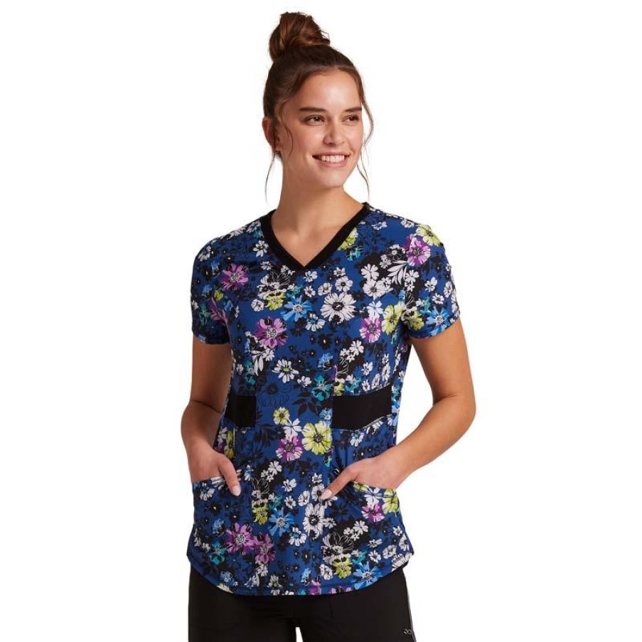 Healthcare Infinity Scrub Tops | Infinity By Cherokee Women'S Print Scrub Top Bloom Me Up