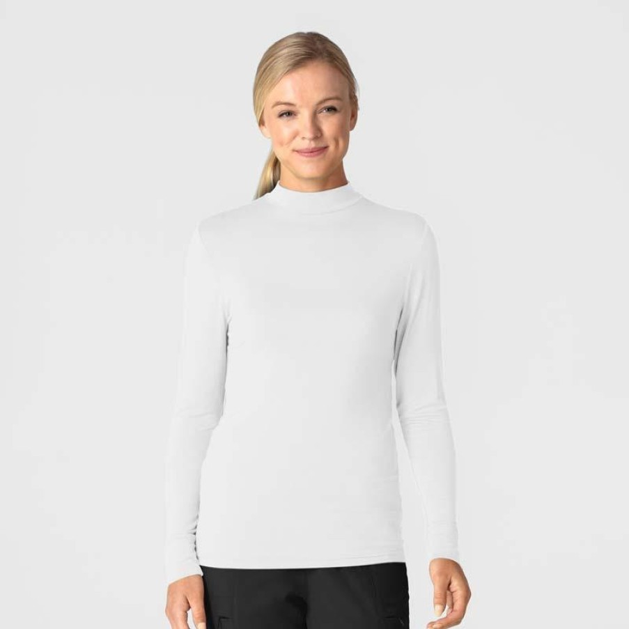 Healthcare WonderWink Layers Tees & Layering Pieces | Wonderwink Layers Women'S Long Sleeve Mock Neck T-Shirt