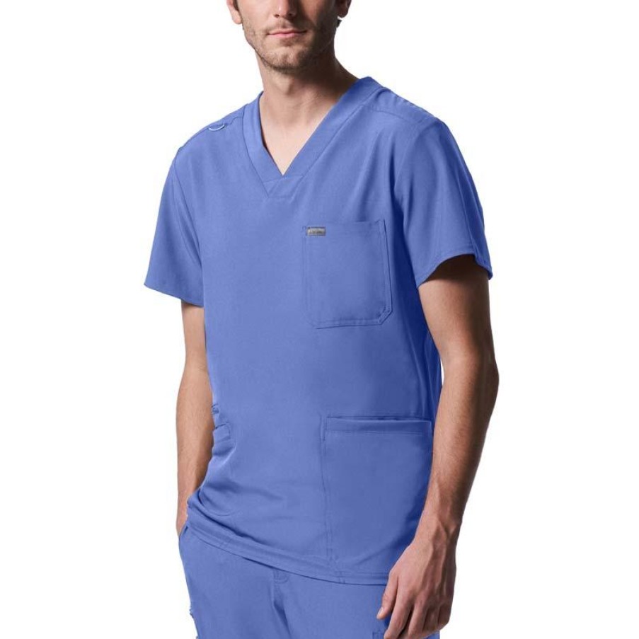 Healthcare Landau Forward Scrub Tops | Landau Forward Men'S 4 Pocket V-Neck Scrub Top