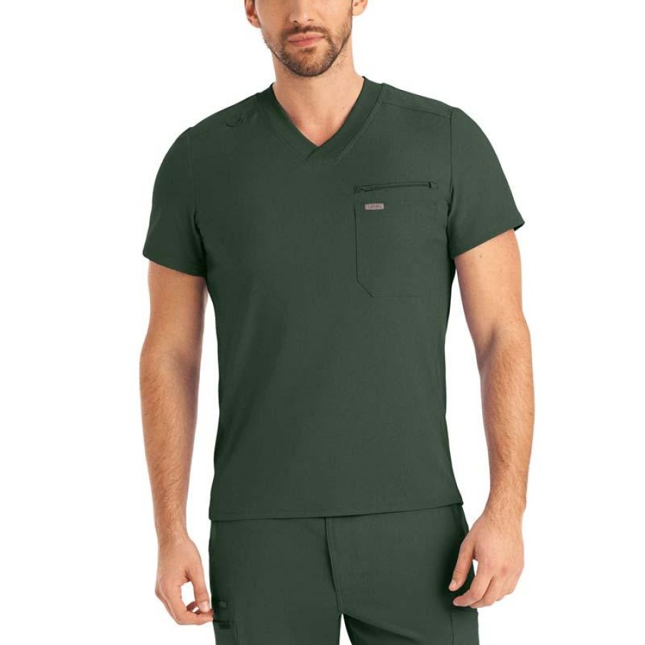 Healthcare Landau Forward Scrub Tops | Landau Forward Men'S Tuckable V-Neck Scrub Top