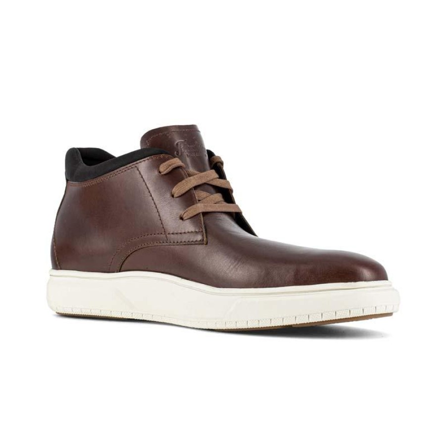 Footwear Florsheim Non-Slip Shoes | Florsheim Work Men'S Premier Work Steel Toe Sd Casual Work Mid Chukka Dark Cognac