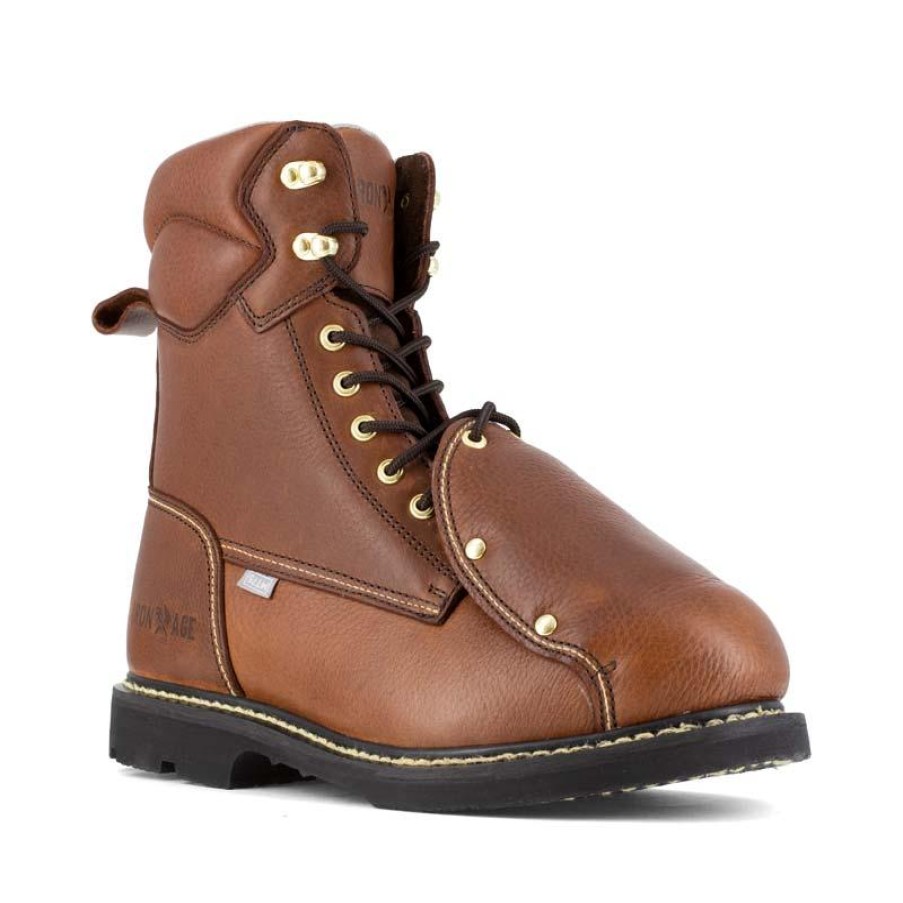 Footwear Iron Age Met Guard | Iron Age Men'S Groundbreaker 8" Steel Toe Met Guard Work Boot Brown