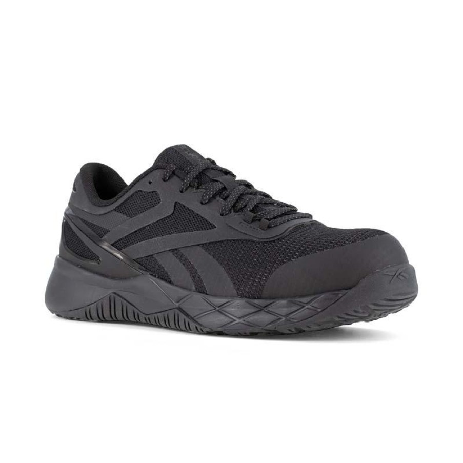 Footwear Reebok Non-Slip Shoes | Reebok Work Men'S Nanoflex Tr Work Composite Toe Athletic Work Shoe Black