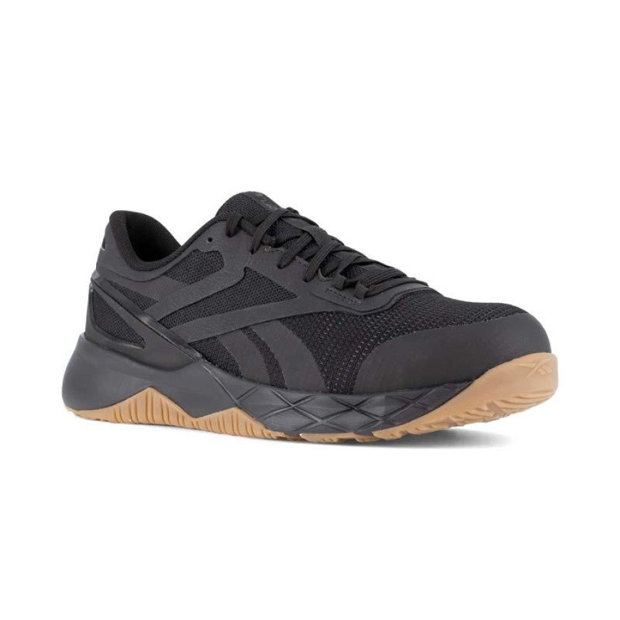 Footwear Reebok Non-Slip Shoes | Reebok Work Men'S Nanoflex Tr Work Composite Toe Athletic Work Shoe Black/Gum