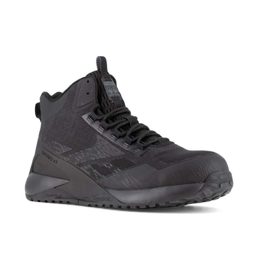 Footwear Reebok Athletic | Reebok Work Men'S Nano X1 Adventure Work Composite Toe Athletic Mid Black