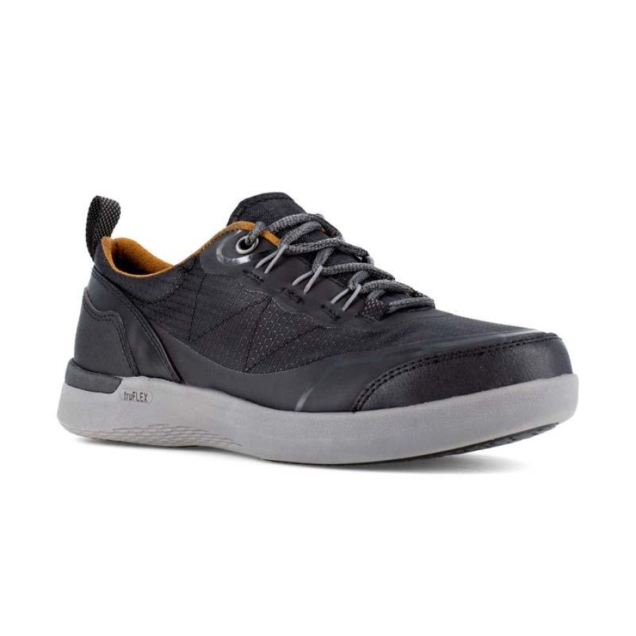 Footwear Rockport Non-Slip Shoes | Rockport Works Women'S Truflex Fly Skylar Work Composite Toe Sd Sneaker Black