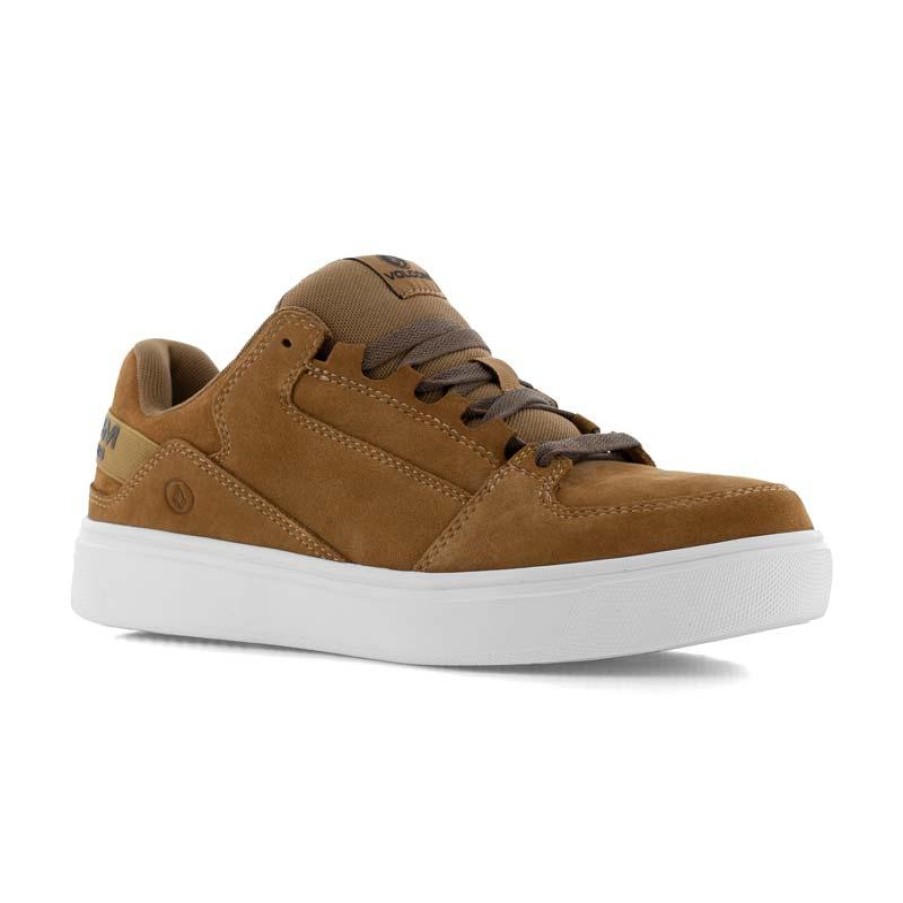 Footwear Volcom Non-Slip Shoes | Volcom Men'S Evolve Composite Toe Suede Skate Work Shoe Rust