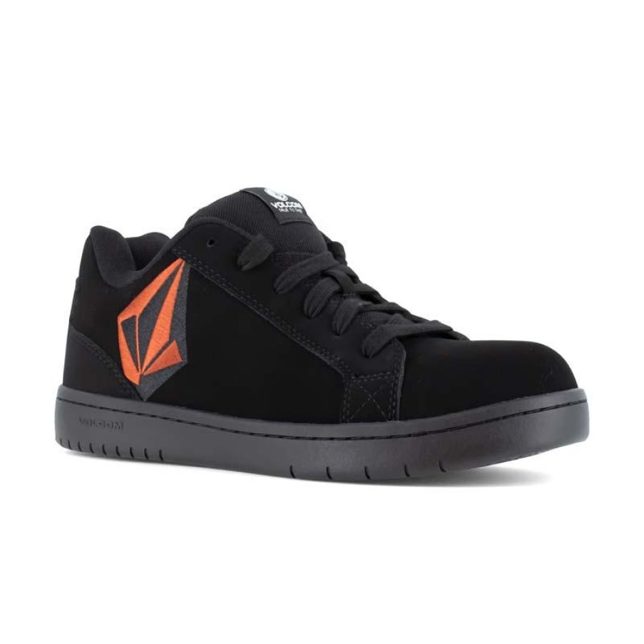 Footwear Volcom Non-Slip Shoes | Volcom Men'S Stone Composite Toe Sd Skate Work Shoe Black / Red