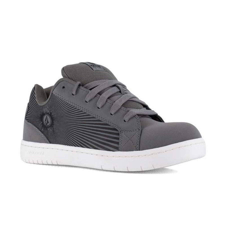 Footwear Volcom Non-Slip Shoes | Volcom Men'S Stone Op Art Composite Toe Skate Work Shoe Dark Grey/Charcoal