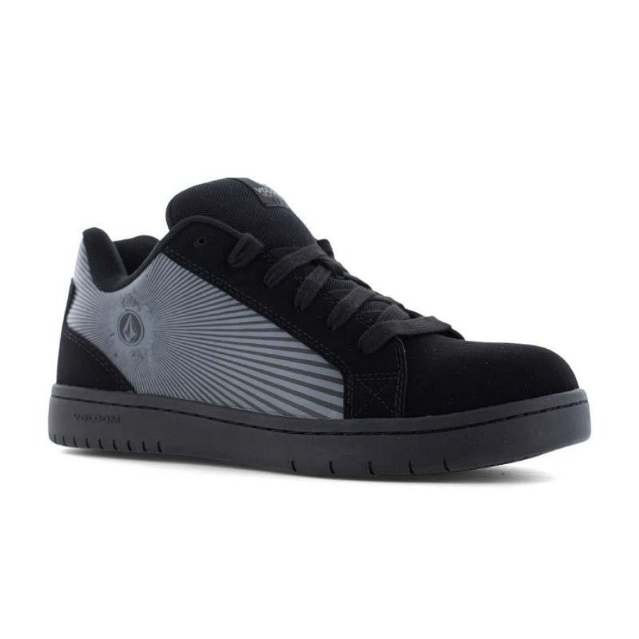 Footwear Volcom Non-Slip Shoes | Volcom Men'S Stone Op Art Composite Toe Skate Work Shoe Black/Dark Grey