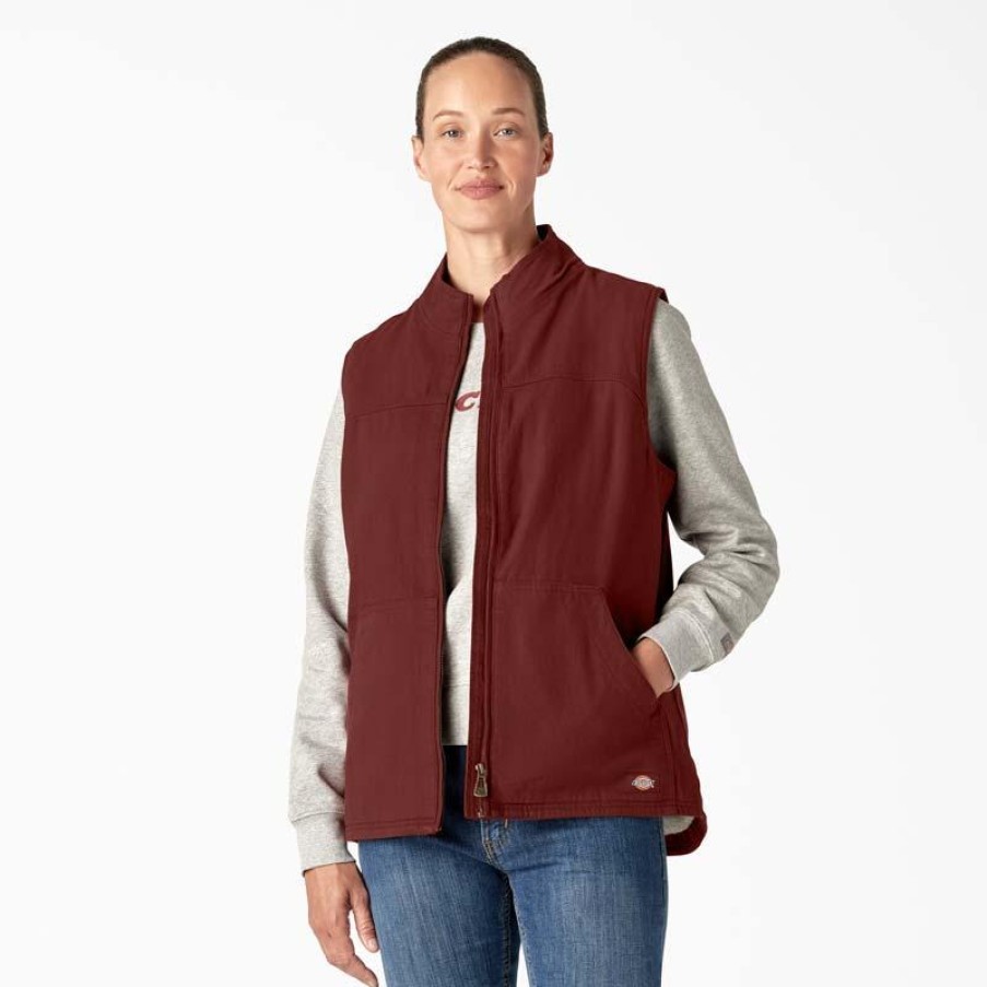 Outerwear Dickies Vests | Dickies Women'S Sherpa Lined Duck Vest