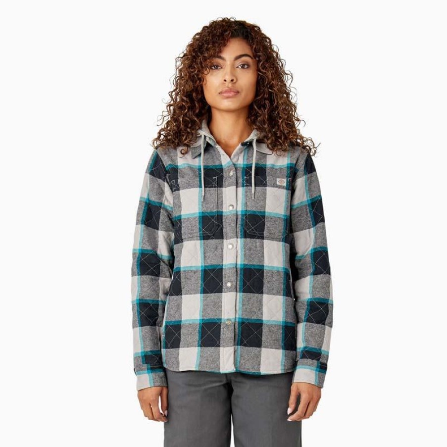 Outerwear Dickies Jackets | Dickies Women'S Flannel Hooded Shirt Jacket