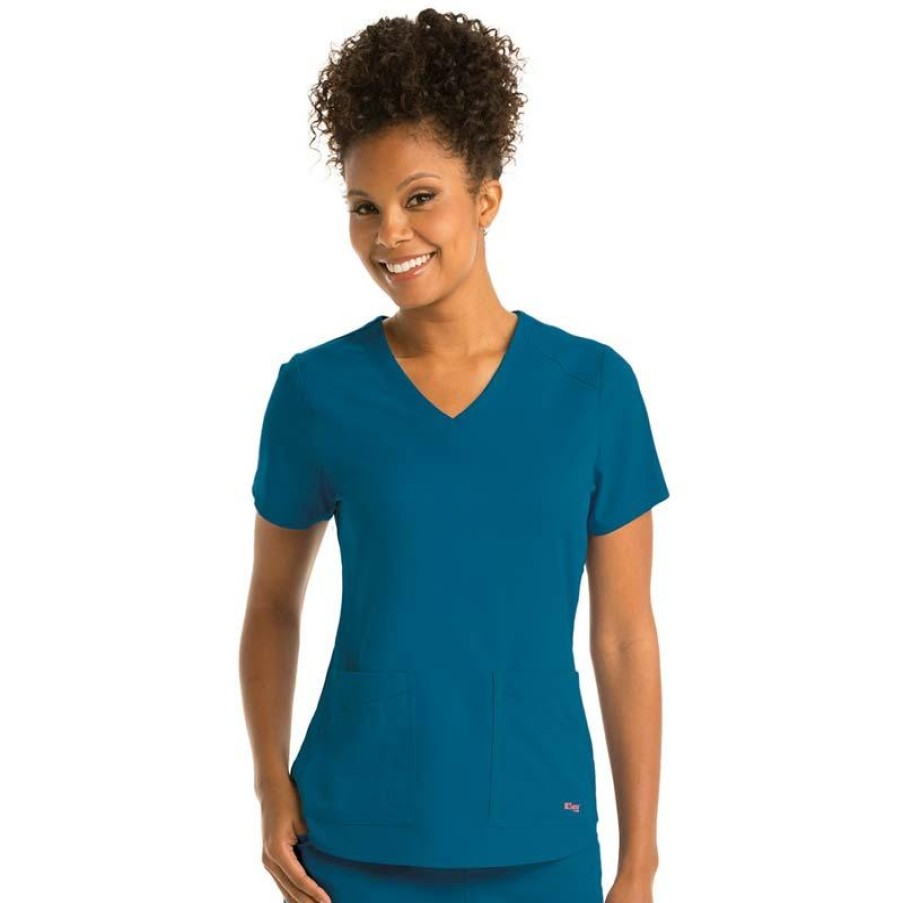 Healthcare Grey's Anatomy Scrub Tops | Grey'S Anatomy + Spandex Stretch Women'S Emma Scrub Top