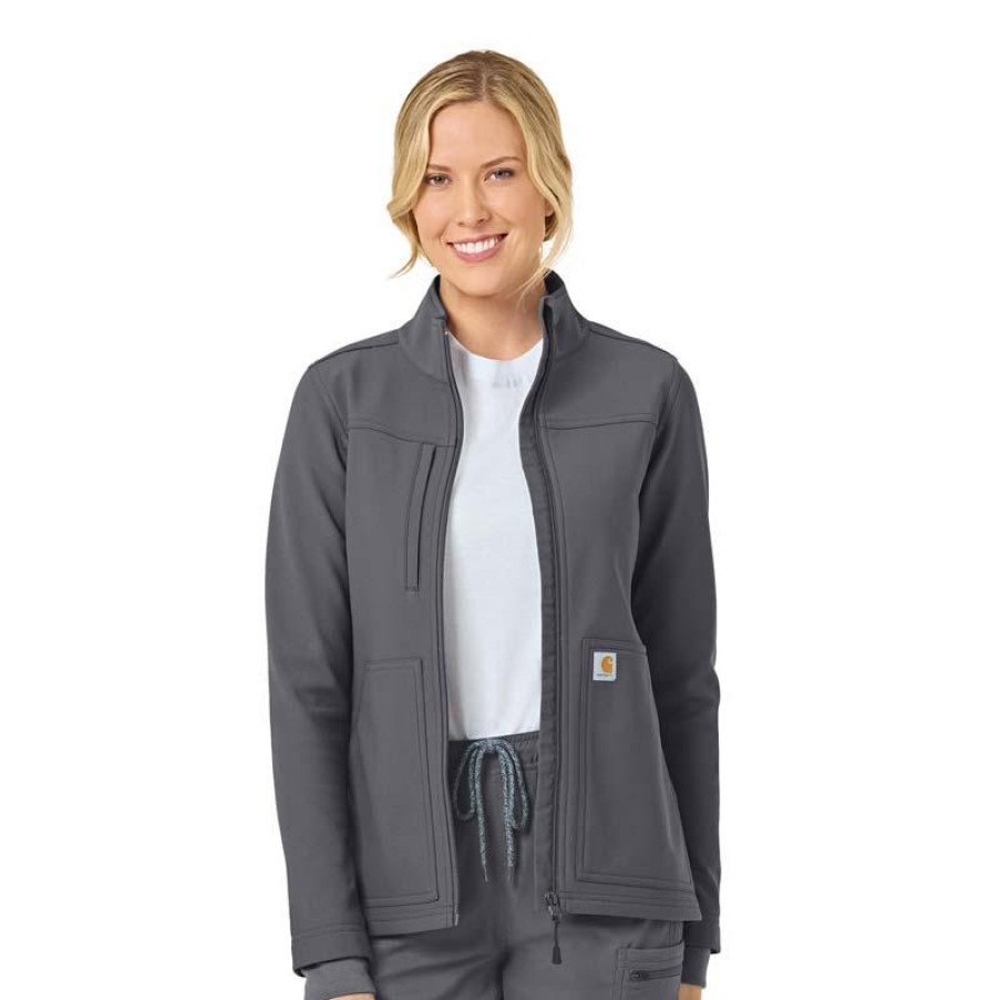 Healthcare Carhartt Rugged-Flex Lab Coats & Jackets | Carhartt Rugged Flex Women'S Bonded Fleece Scrub Jacket