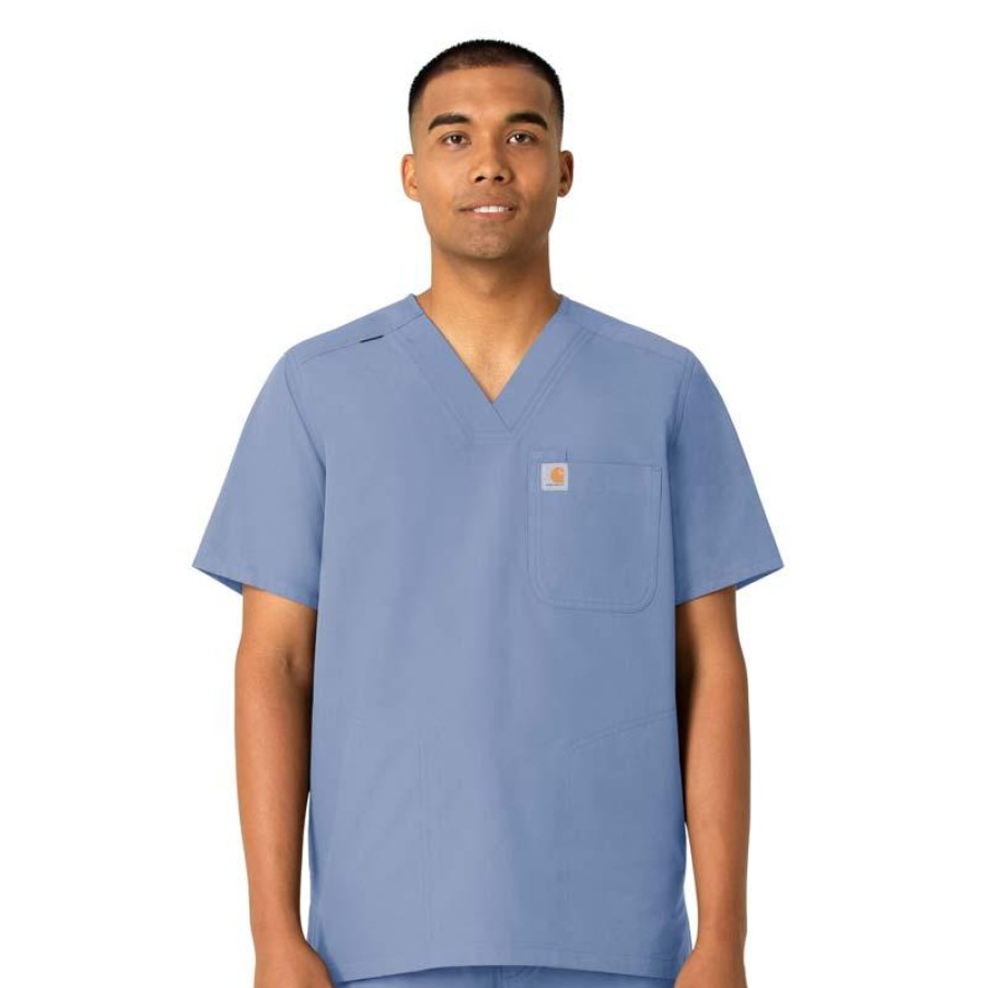 Healthcare Carhartt Force Essentials Scrub Tops | Carhartt Force Essentials Men'S V-Neck Scrub Top