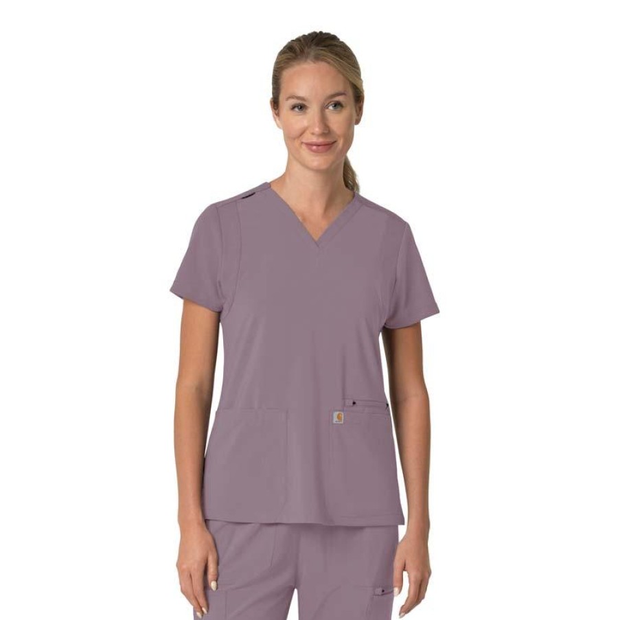 Healthcare Carhartt Cross-Flex Scrub Tops | Carhartt Force Cross-Flex Women'S Flex Panel Scrub Top