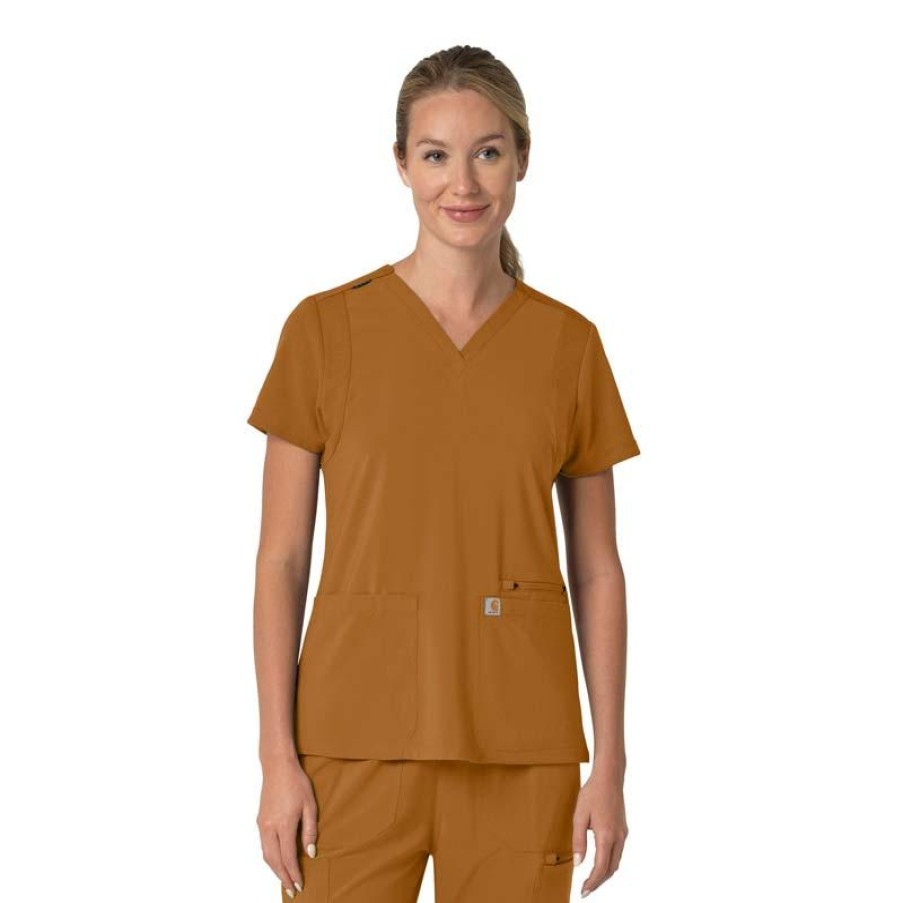 Healthcare Carhartt Cross-Flex Scrub Tops | Carhartt Force Cross-Flex Women'S Flex Panel Scrub Top