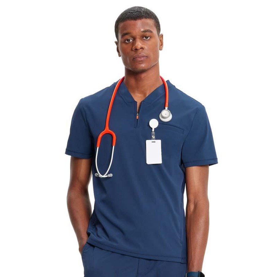 Healthcare Infinity GNR8 Scrub Tops | Infinity Gnr8 Men'S Partial Zip V-Neck Scrub Top