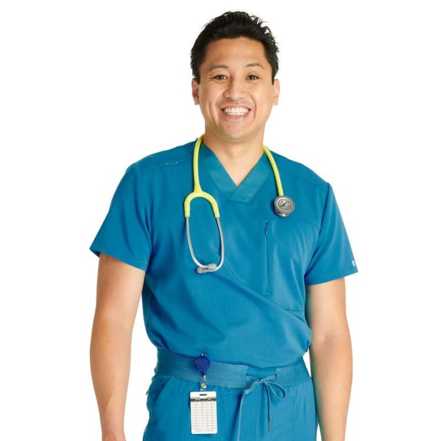 Healthcare Cherokee Atmos Scrub Tops | Cherokee Atmos Men'S V-Neck Scrub Top