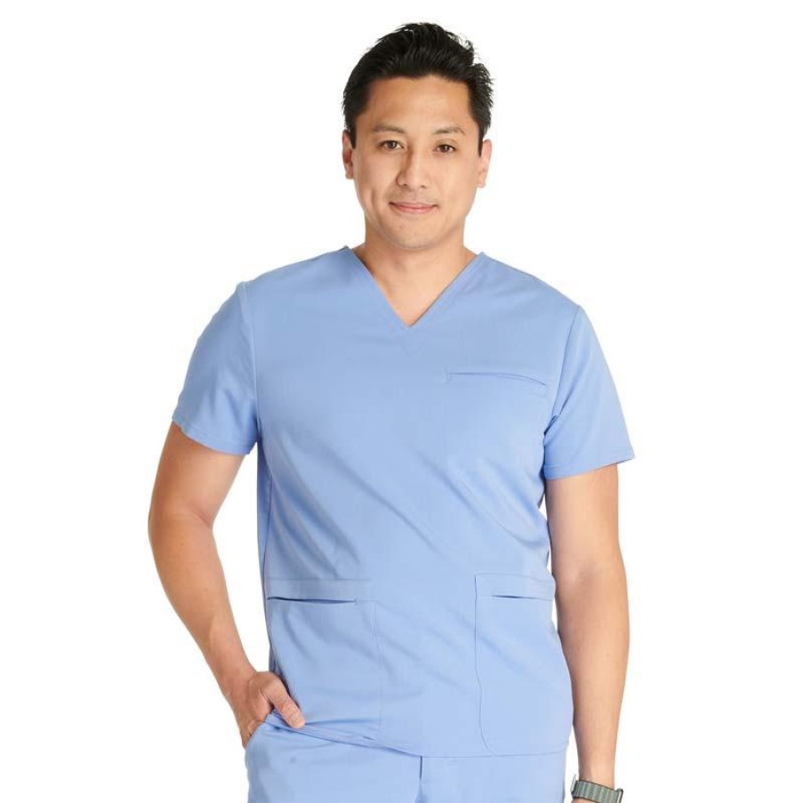 Healthcare Cherokee Atmos Scrub Tops | Cherokee Atmos Men'S V-Neck Scrub Top